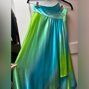 Danijo green and blue silk skirt